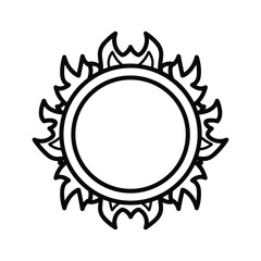Stylized Sun or Flame Emblem Outline Icon