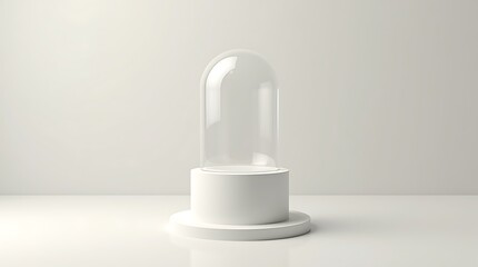 Premium Glass Cloche Bell Jar Mockup with Pedestal Base, High-Detail Transparency, Soft Reflections and Clean Minimal Background for Presentation