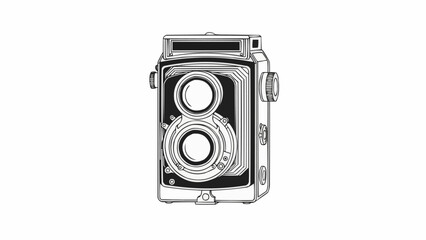 Vintage twin lens reflex camera illustration capturing timeless moments with precision.