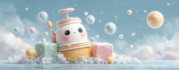 Colorful dessert-themed aesthetic scene.