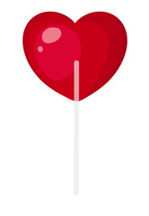 Heart shaped lollipop clipart.Valentine icon.Hand drawn red heart with stick.Love symbol.