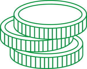 Green stack of coins icon PNG transparent background