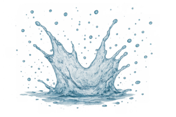 Water splash liquid forming a crown with droplets, clean fresh aqua motion, transparency ideal for beverages