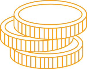 Orange stack of coins icon PNG transparent background