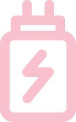 Pink battery charging icon PNG transparent background
