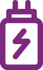Purple battery charging icon PNG transparent background