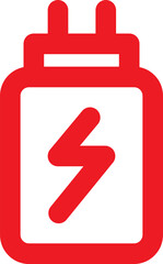Obraz premium Red battery charging icon PNG transparent background