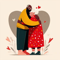 Creative Vector of People Hugging Love & Care 