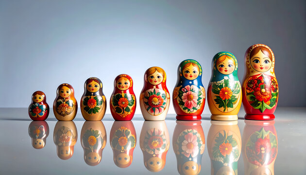 Nested Russian Dolls - A Colorful Collection on Display.