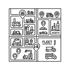 Fleet and Asset Management Logistics System Line Icons