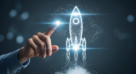 Launch your innovative project with a single tap, digital rocket ship for startups and entrepreneurs taking off now