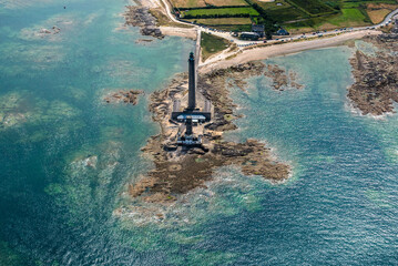 Vue a&eacute;rienne du phare de Gatteville en France