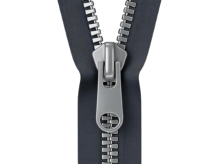 Modern zipper fastener pull tab detail on black