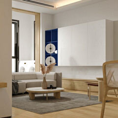 3d render modern living room interior