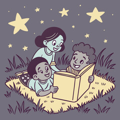 Childrens Nighttime Reading Adventure Under the Stars.