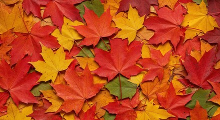Fototapeta premium Autumn Fall Leaves - Vibrant Maple Tree Foliage in Rich Red, Orange, and Yellow Hues