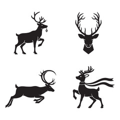 Unique Reindeer Silhouette Pack — 4 Minimal Vector Poses
