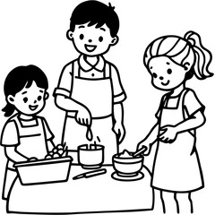 Family Baking Together A Heartwarming Illustration of Shared Joy.