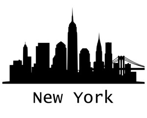 Fototapeta premium NEW YORK USA SKYLINE City Outline Silhouette vector