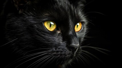 black cat in black background