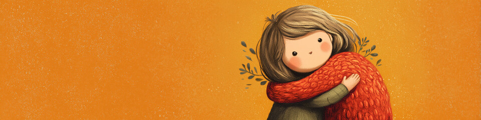 Cute Character Illustration Depicting Warm Hug