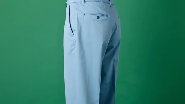 Light Blue Chinos on a Green Background.