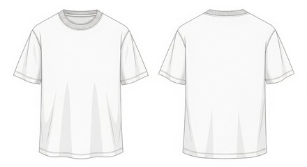 Blank white t-shirt mockup front and back view apparel design template