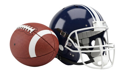 American football helmet and ball a dynamic sports duo on transparent background