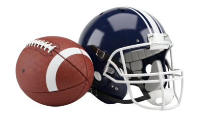 American football helmet and ball a dynamic sports duo on transparent background