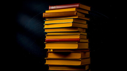 Vintage books stacked tall study