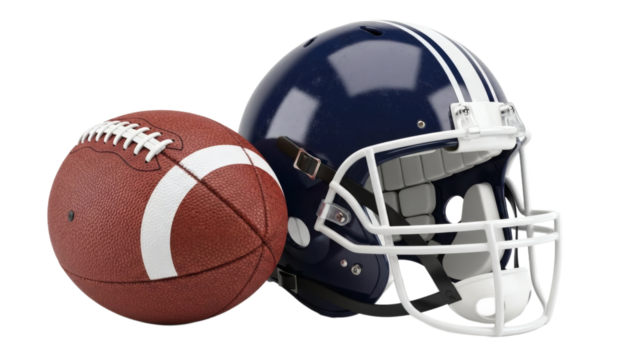 American football helmet and ball a dynamic sports duo on transparent background - Powered by Adobe