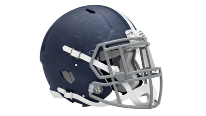 Fototapeta premium Detailed navy blue football helmet with face mask on transparent background