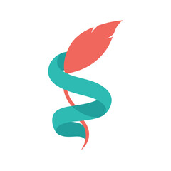 spiral ribbon with feather vector