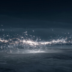 Dynamic sparkler strokes stretching across a wide snowy plain, forming an abstract luminous celebration pattern 32k, full ultra hd, high resolution 