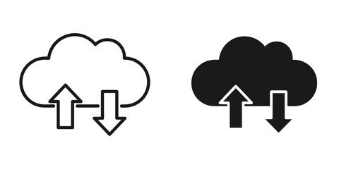 Seamless cloud storage and data transfer icons offer modern, efficient technology for your business needs and ensure secure file management today