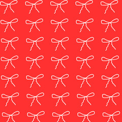 Red Bow Seamless Pattern for Christmas, New Year, Birthday, and Holiday Gift Wrapping