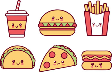 Kawaii Food Doodles Clipart Set. Cute Food Doodles Clipart Collection. Adorable Kawaii Food Icons Pack. Fun Food Doodles Clipart Set. Kawaii Snacks Doodles Clipart Collection. Cute Dessert Doodles