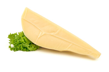 Caciocavallo Cheese with Lettuce, isolated on white background