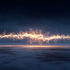 Dynamic sparkler strokes stretching across a wide snowy plain, forming an abstract luminous celebration pattern 32k, full ultra hd, high resolution 