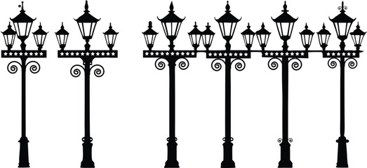 Vector of Lamp post set design 