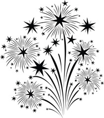 Obraz premium Stylized black and white fireworks burst celebration