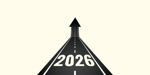 2026 Road Arrow Concept &ndash; New Year Path and Forward Direction Illustration
