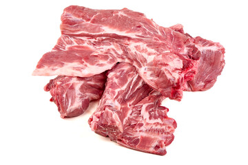 Raw Pork Meat Chops, isolated on white background