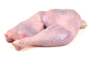 Raw turkey legs, isolated on white background
