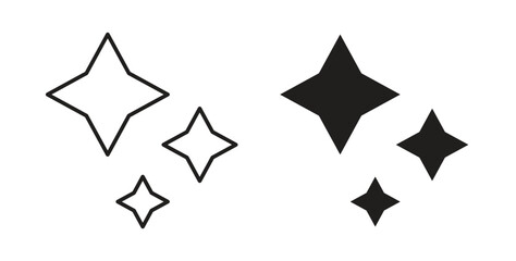 Sparkles icon with line and silhouette versions.