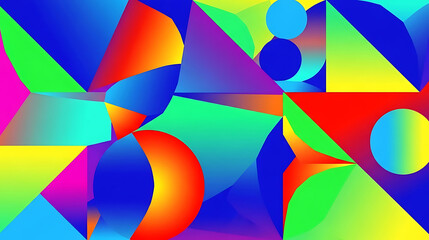Vibrant abstract geometric shapes with rainbow gradient colors