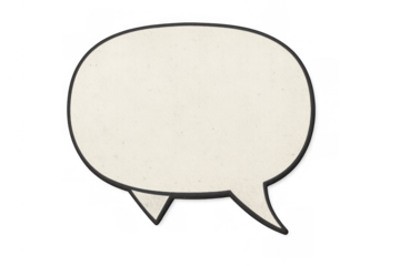 Retro speech bubble with a rough paper texture, representing communication, dialogue, and thought, on a transparent background