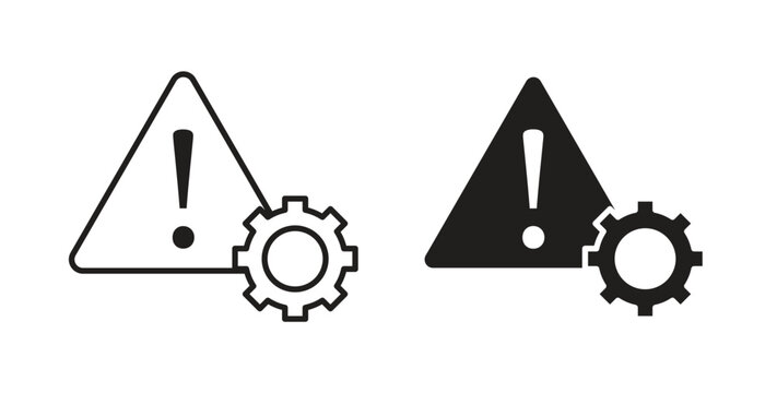 Technical warning icon with line and silhouette versions.