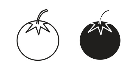 Obraz premium Tomato icon with line and silhouette versions.
