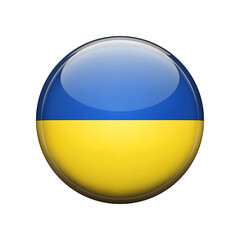 ukraine round glossy flag, transparent background